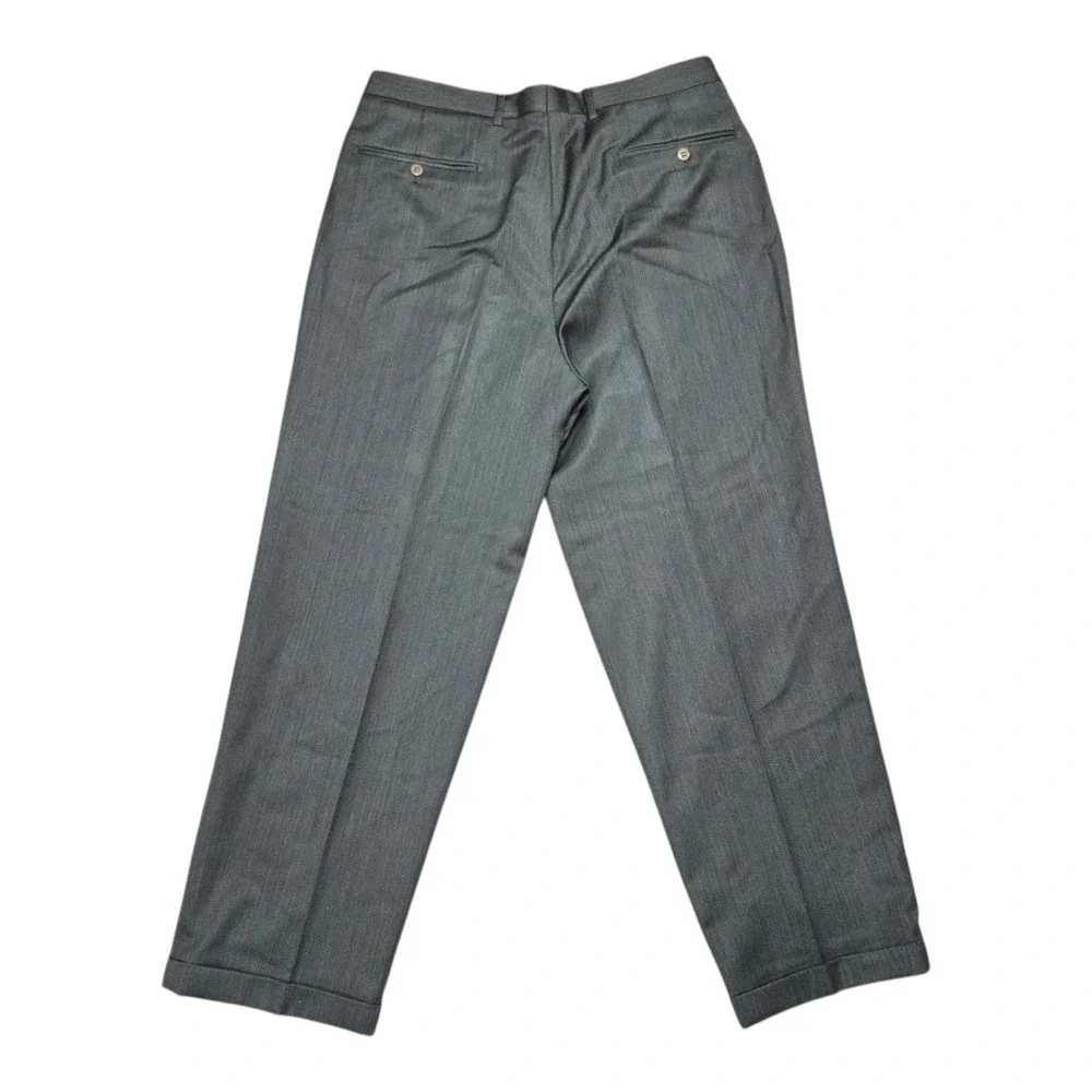 VTG Ermenegildo Zegna Men's 34 Green Wool Pleated Dress Pants Trousers Italy